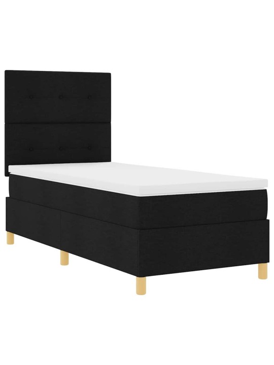 Kastītes atsperu gulta ar matraci melna 80 x 200 cm audums