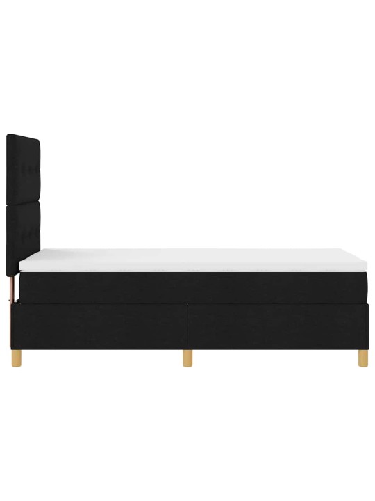 Kastītes atsperu gulta ar matraci melna 80 x 200 cm audums