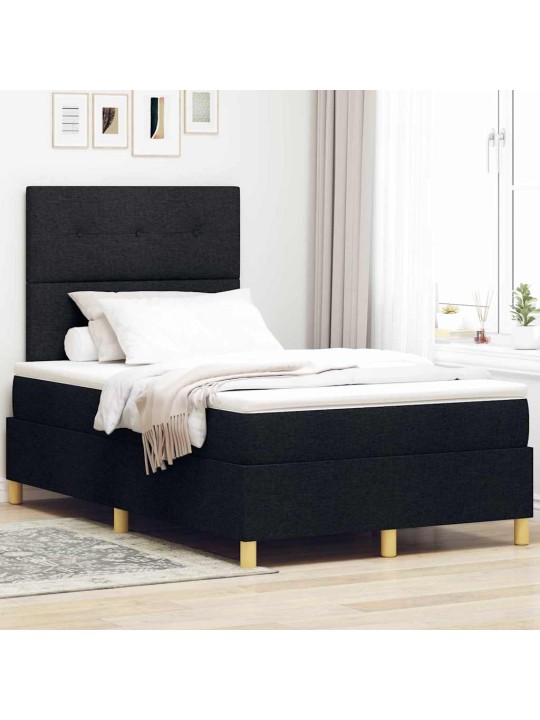 Kontinentālā gulta ar matraci melna 120 x 200 cm audums