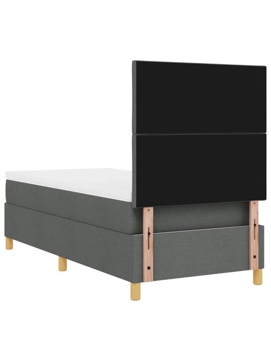 Kastītes atsperu gulta tumši pelēka 90 x 200 cm audums