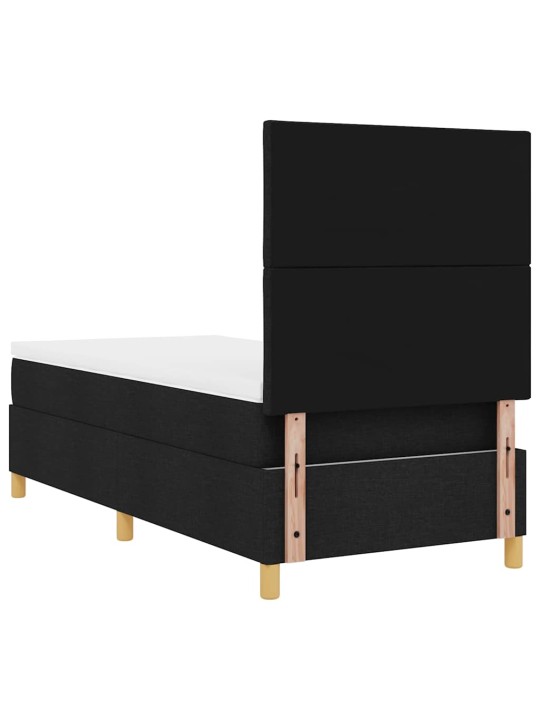 Kastītes atsperu gulta ar matraci melna 100 x 200 cm audums