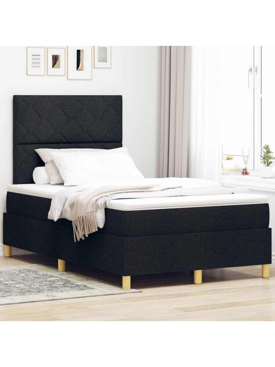 Kontinentālā gulta ar matraci melna 120 x 200 cm audums