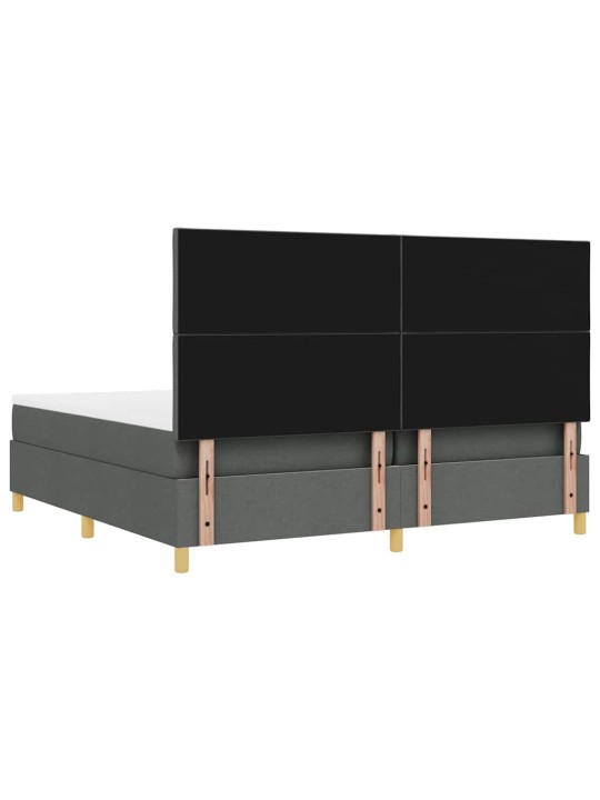 Kastītes atsperu gulta tumši pelēka 200 x 200 cm audums