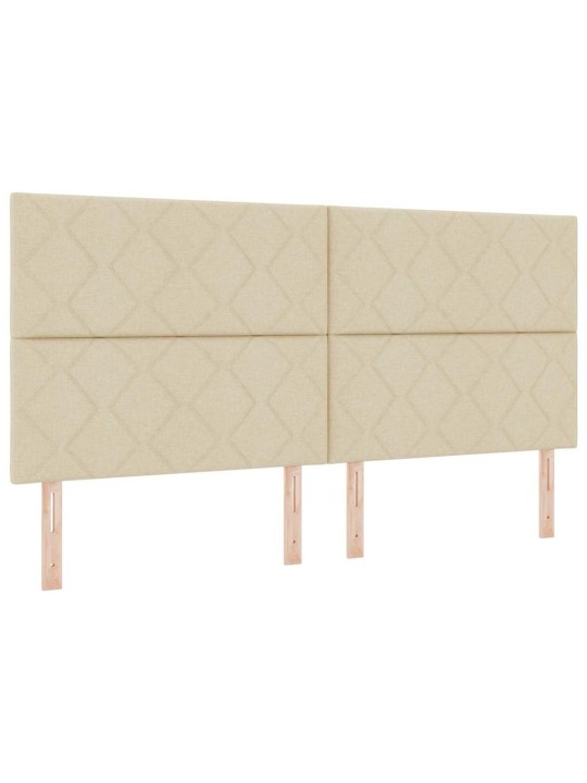 Kastītes atsperu gulta ar matraci krēmkrāsa 200 x 200 cm audums