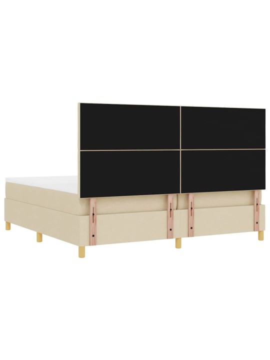 Kastītes atsperu gulta ar matraci krēmkrāsa 200 x 200 cm audums