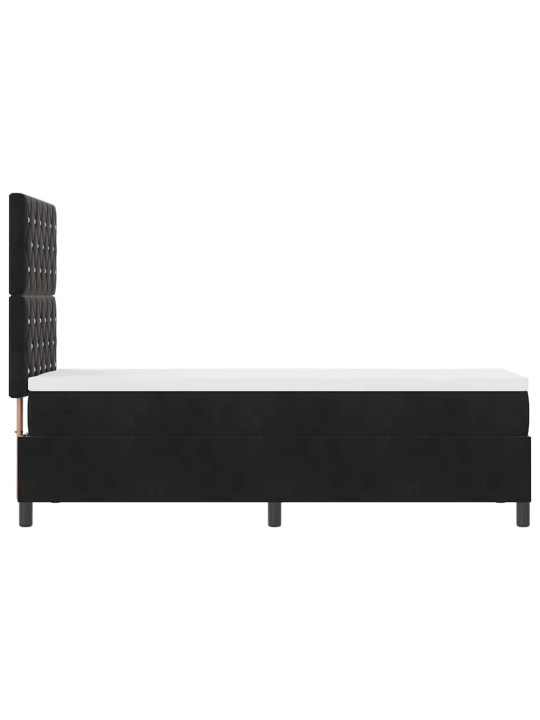 Kastītes atsperu gulta ar matraci melna 80 x 200 cm samts