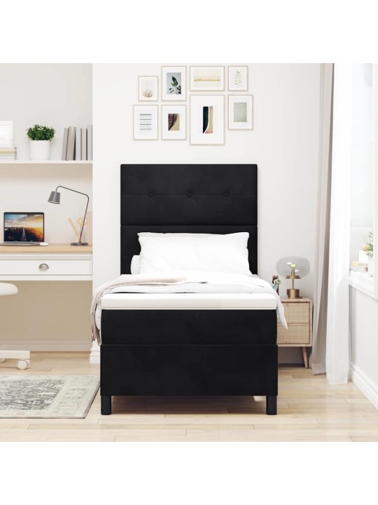 Kontinentālā gulta ar matraci melna 80 x 200 cm samts