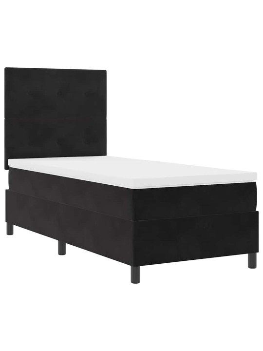 Kontinentālā gulta ar matraci melna 80 x 200 cm samts