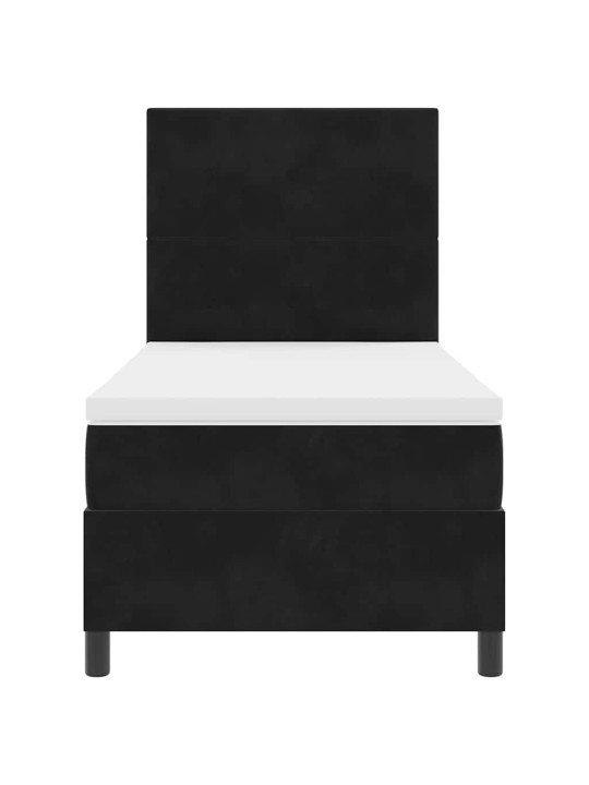 Kontinentālā gulta ar matraci melna 80 x 200 cm samts