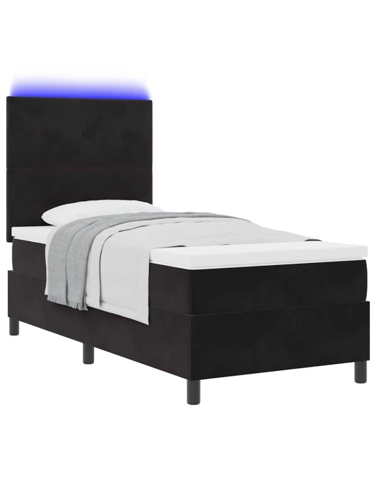 Kontinentālā gulta ar matraci melna 80 x 200 cm samts