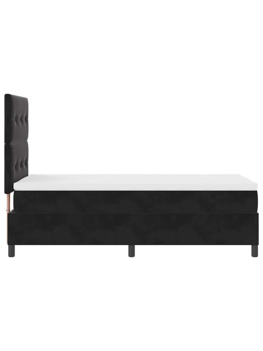 Kontinentālā gulta ar matraci melna 80 x 200 cm samts