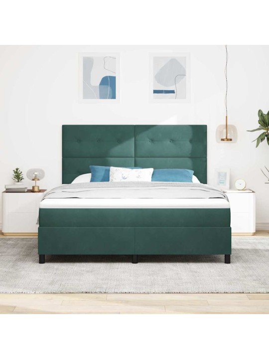 Kastītes atsperu gulta ar matraci tumši zaļa 180 x 200 cm samts