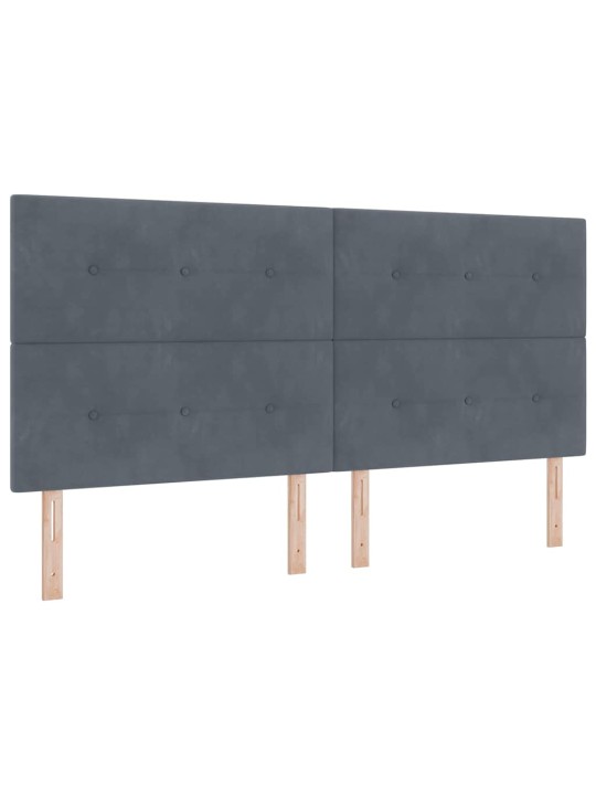 Kastītes atsperu gulta tumši pelēks 200 x 200 cm samts