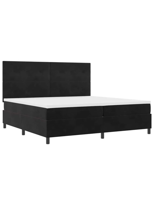 Kastītes atsperu gulta ar matraci melna 200 x 200 cm samts