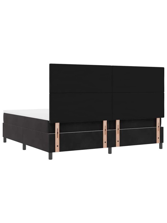 Kastītes atsperu gulta ar matraci melna 200 x 200 cm samts