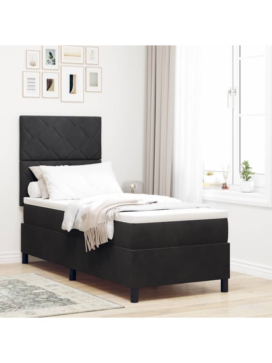 Kontinentālā gulta ar matraci melna 80 x 200 cm samts