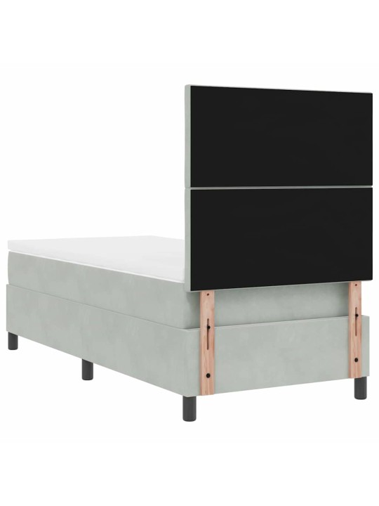Kastītes atsperu gulta gaiši pelēks 90 x 200 cm samts