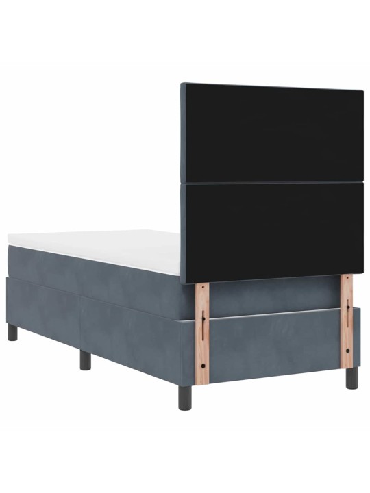 Kastītes atsperu gulta tumši pelēka 90 x 200 cm samts