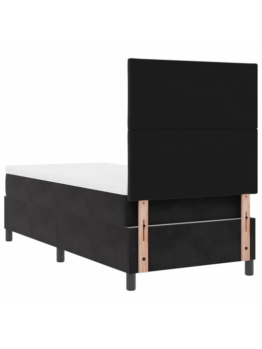 Kastītes atsperu gulta ar matraci melna 100 x 200 cm samts
