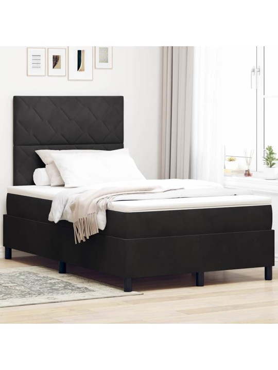 Kontinentālā gulta ar matraci melna 120 x 200 cm samts