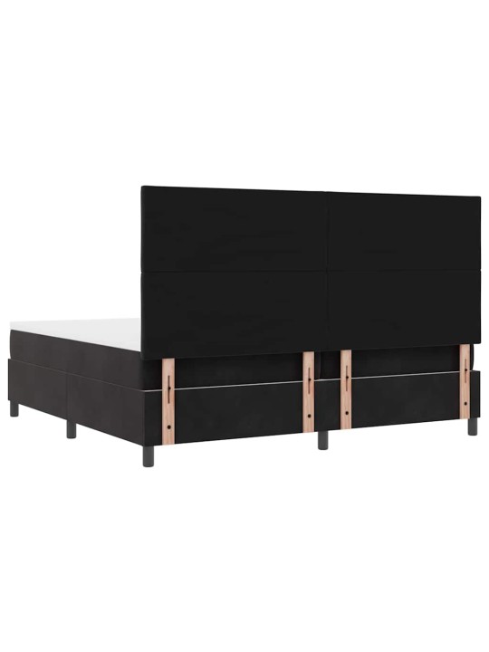 Kastītes atsperu gulta ar matraci melna 200 x 200 cm samts