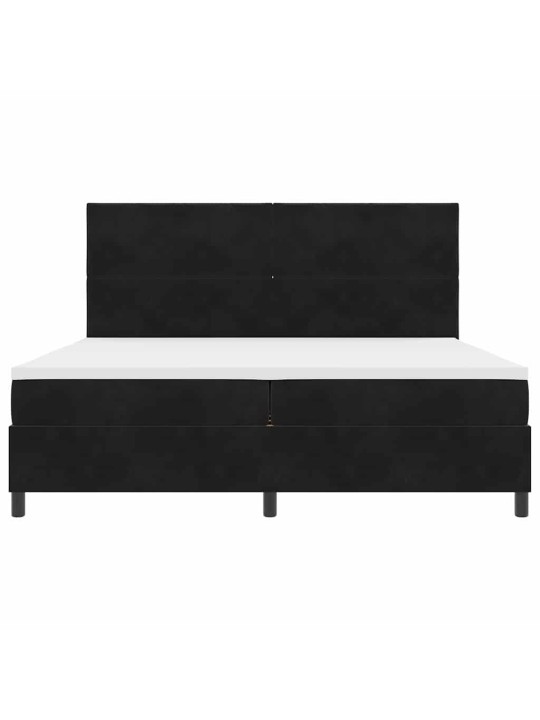 Kastītes atsperu gulta ar matraci melna 200 x 200 cm samts