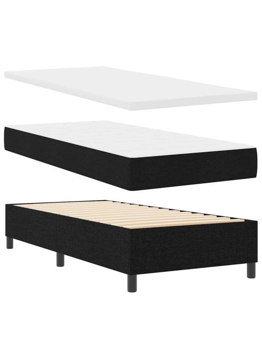 Kastītes atsperu gulta ar matraci melna 80 x 200 cm audums