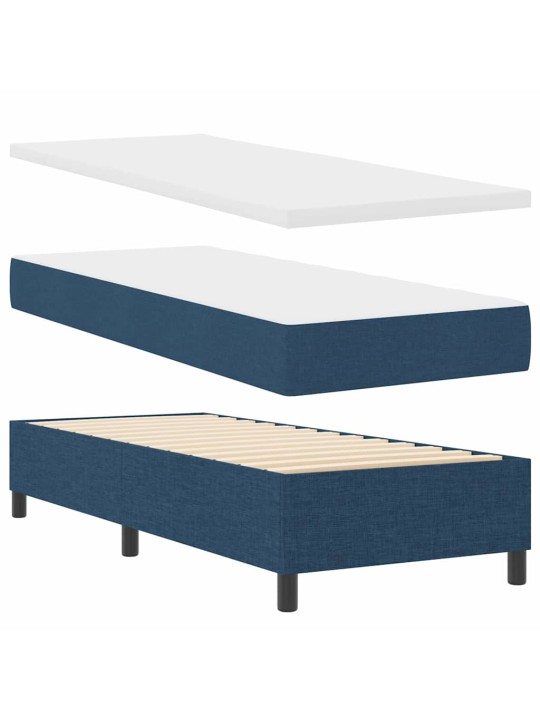Kastītes atsperu gulta ar matraci zila 80 x 200 cm audums