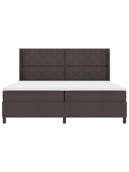 Kastītes atsperu gulta tumši brūna 200 x 200 cm audums