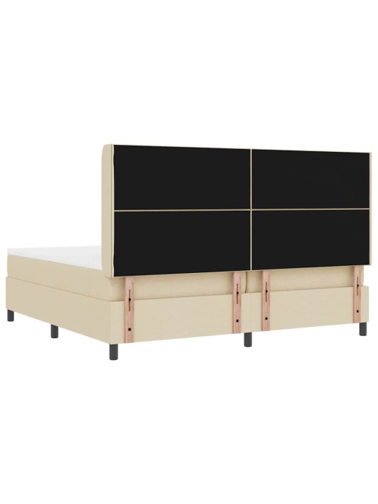 Kastītes atsperu gulta ar matraci krēmkrāsa 200 x 200 cm audums