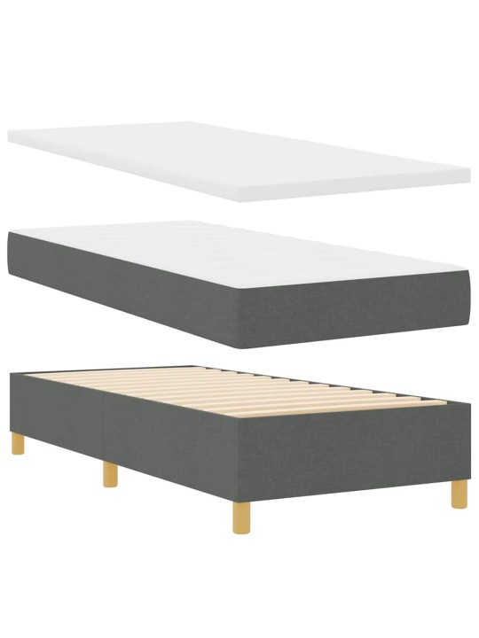 Kastītes atsperu gulta ar matraci pelēka 80 x 200 cm audums