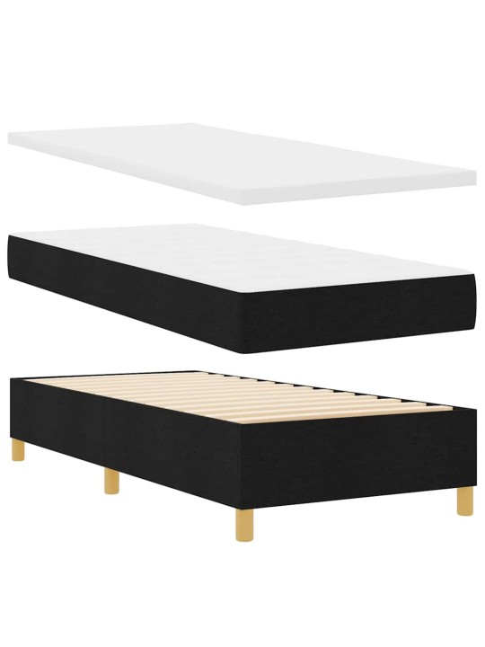 Kastītes atsperu gulta ar matraci melna 80 x 200 cm audums