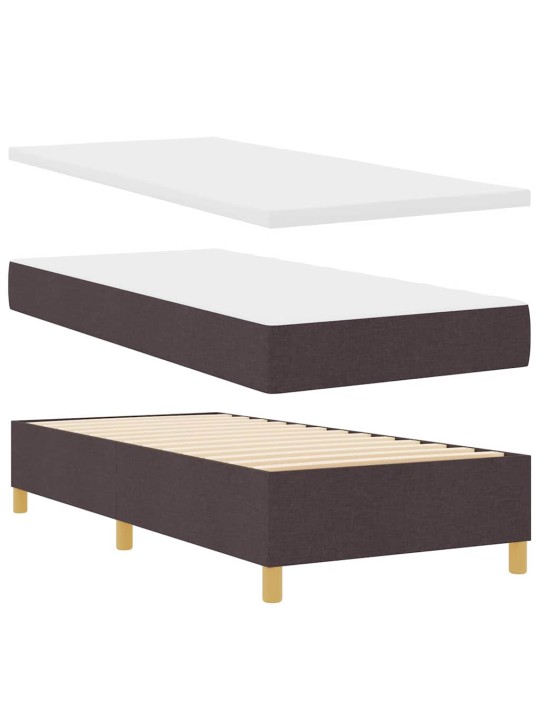 Kastītes atsperu gulta ar matraci brūna 100 x 200 cm audums
