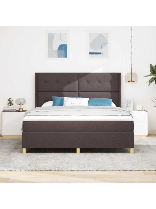 Kastītes atsperu gulta ar matraci brūna 180 x 200 cm audums