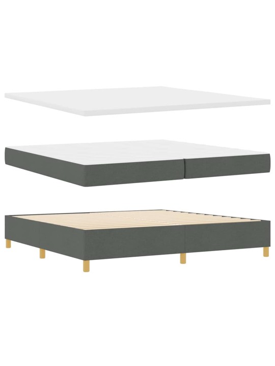 Kastītes atsperu gulta ar matraci pelēka 200 x 200 cm audums
