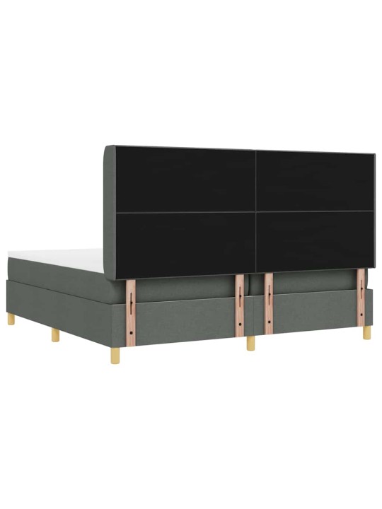 Kastītes atsperu gulta ar matraci pelēka 200 x 200 cm audums