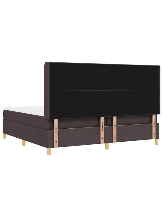 Kastītes atsperu gulta ar matraci brūna 200 x 200 cm audums