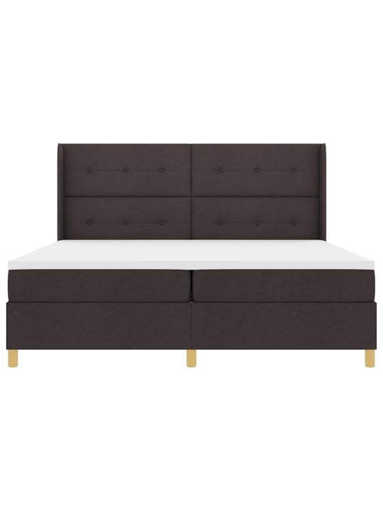 Kastītes atsperu gulta ar matraci brūna 200 x 200 cm audums