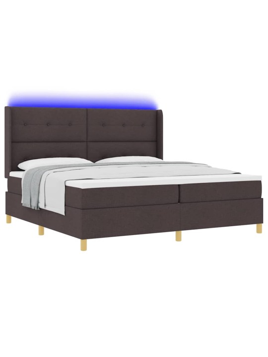 Kastītes atsperu gulta ar matraci brūna 200 x 200 cm audums