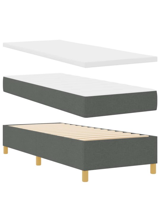 Kastītes atsperu gulta ar matraci pelēka 80 x 200 cm audums