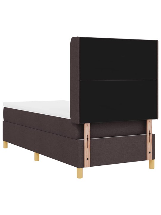 Kastītes atsperu gulta ar matraci brūna 100 x 200 cm audums