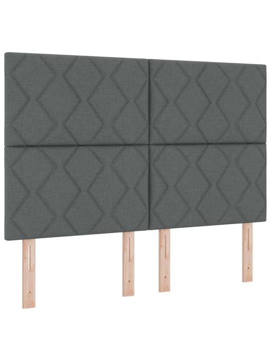 Kastītes atsperu gulta ar matraci pelēka 140 x 200 cm audums