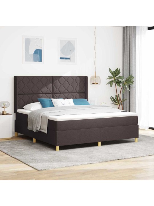 Kastītes atsperu gulta ar matraci brūna 180 x 200 cm audums