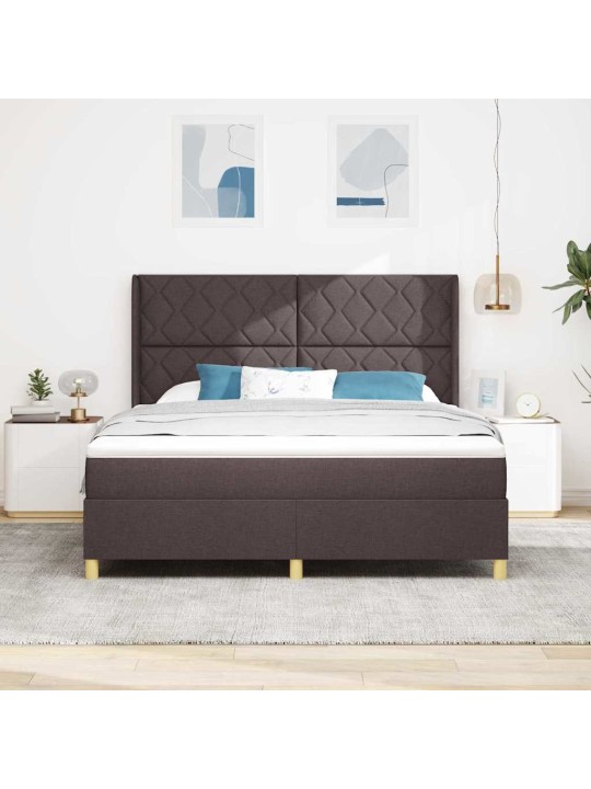 Kastītes atsperu gulta ar matraci brūna 180 x 200 cm audums