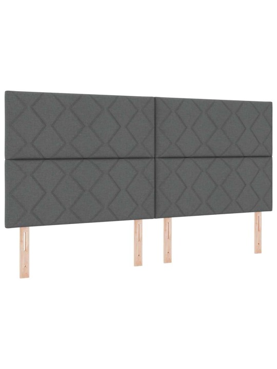 Kastītes atsperu gulta ar matraci pelēka 200 x 200 cm audums