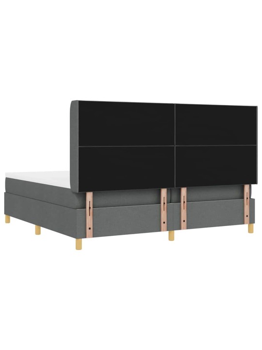 Kastītes atsperu gulta ar matraci pelēka 200 x 200 cm audums