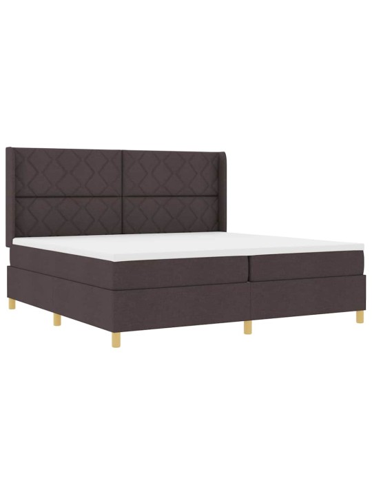 Kastītes atsperu gulta ar matraci brūna 200 x 200 cm audums