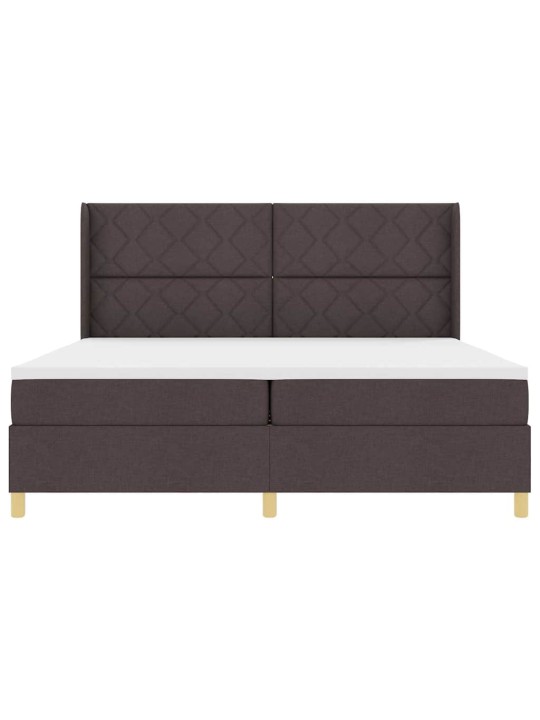 Kastītes atsperu gulta ar matraci brūna 200 x 200 cm audums