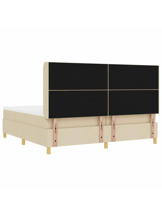 Kastītes atsperu gulta ar matraci krēmkrāsa 200 x 200 cm audums