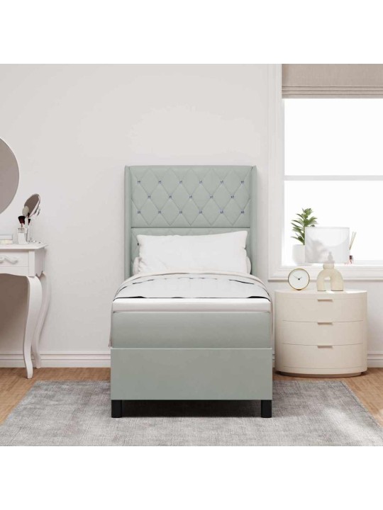 Led box spring gulta ar matraci gaiši pelēka 80 x 200 cm samts